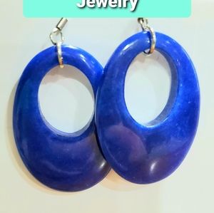 Blue Oval Handmade Earrings